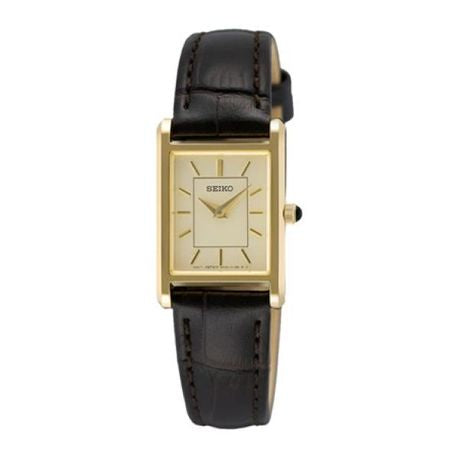 Seiko Women's Gold Tone Leather Strap Watch - SWR110P1