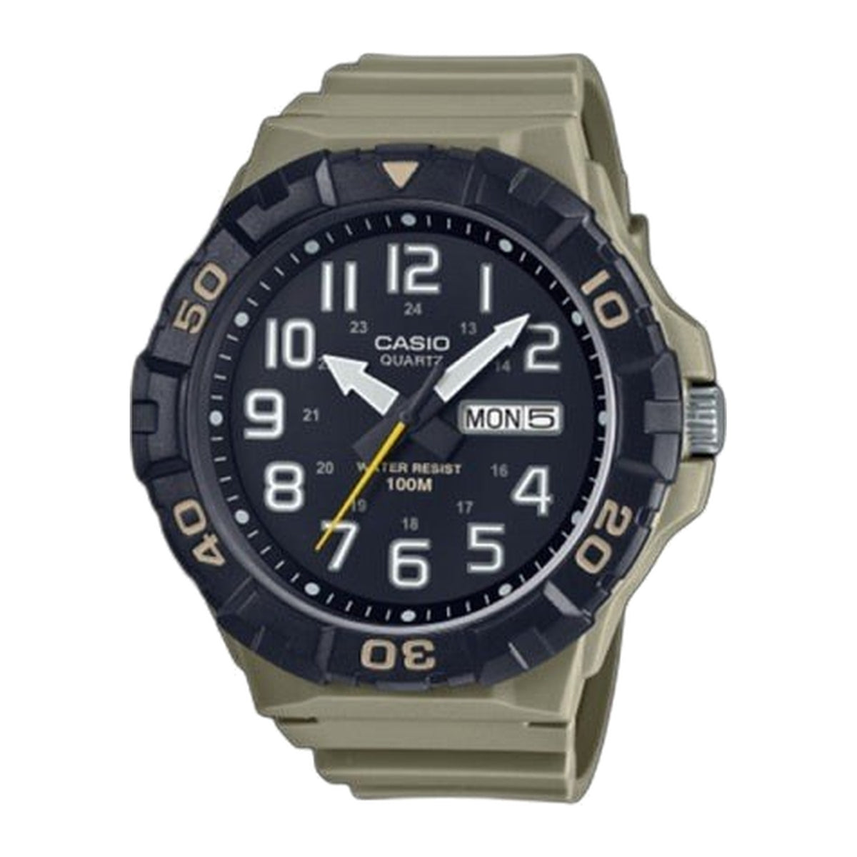 Casio MRW-210H-5AVDF-Oversized 52mm Sand Beige Watch-100M Water Resistant