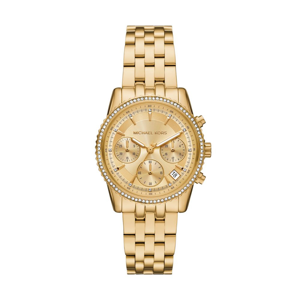 Michael Kors Ritz Womens Gold Stainless Steel Strap Watch-MK7530