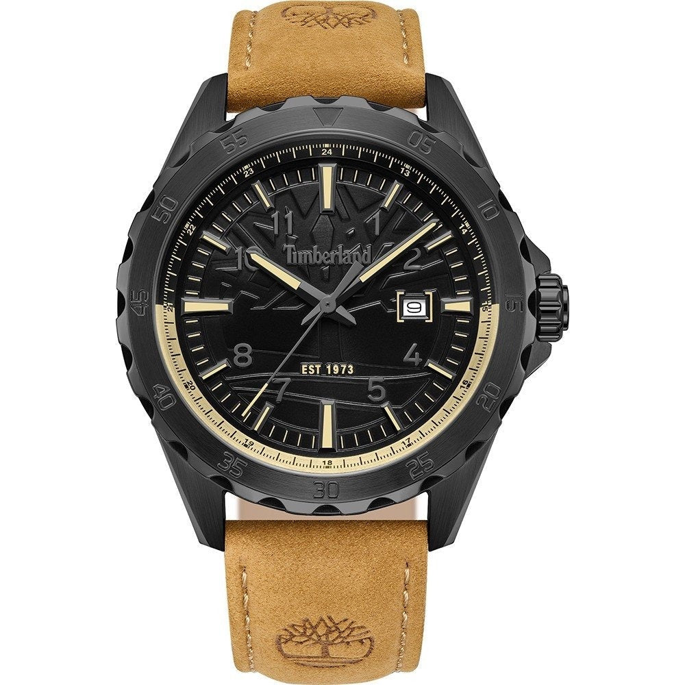 Timberland Day Pond Mens Brown Leather Watch-TDWGB0055803
