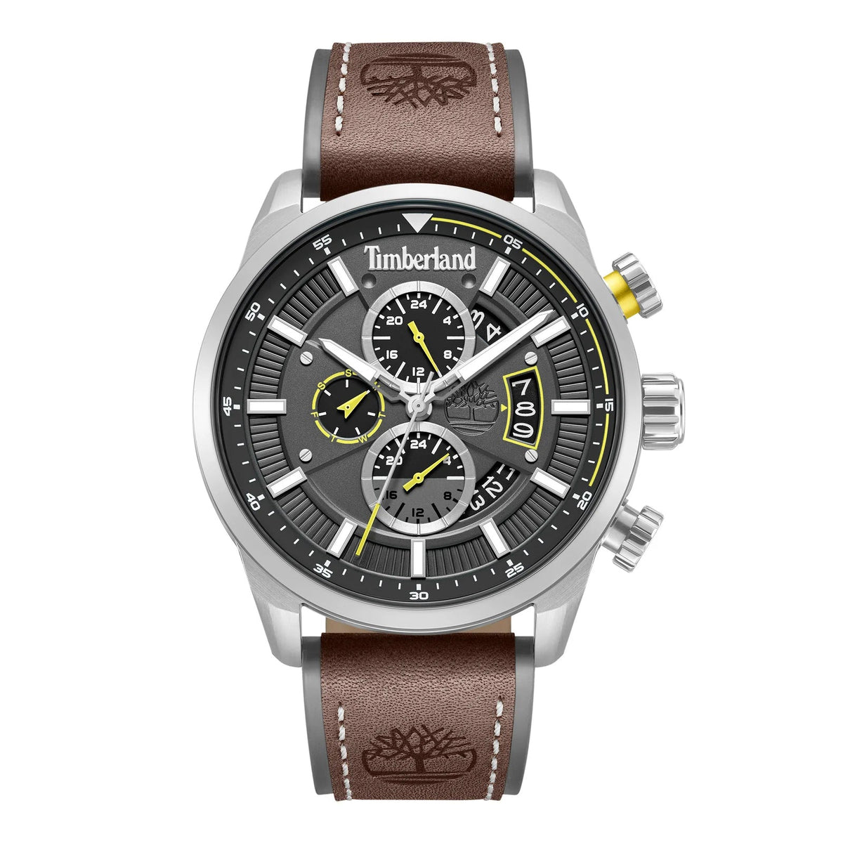 Timberland Calahan Mens Brown Leather Strap Watch-TDWGF0095402