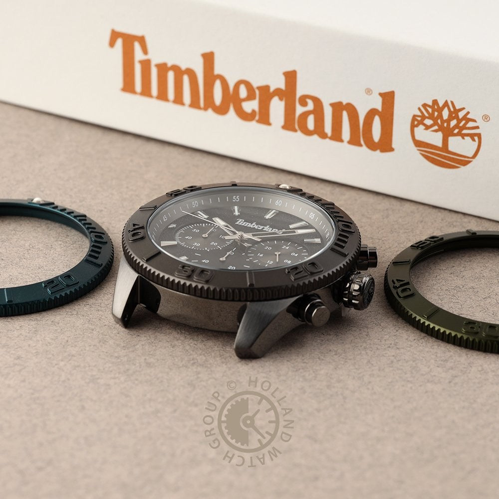 Timberland Carrigan Mens Brown Leather Strap Watch-TDWGQ00942X0