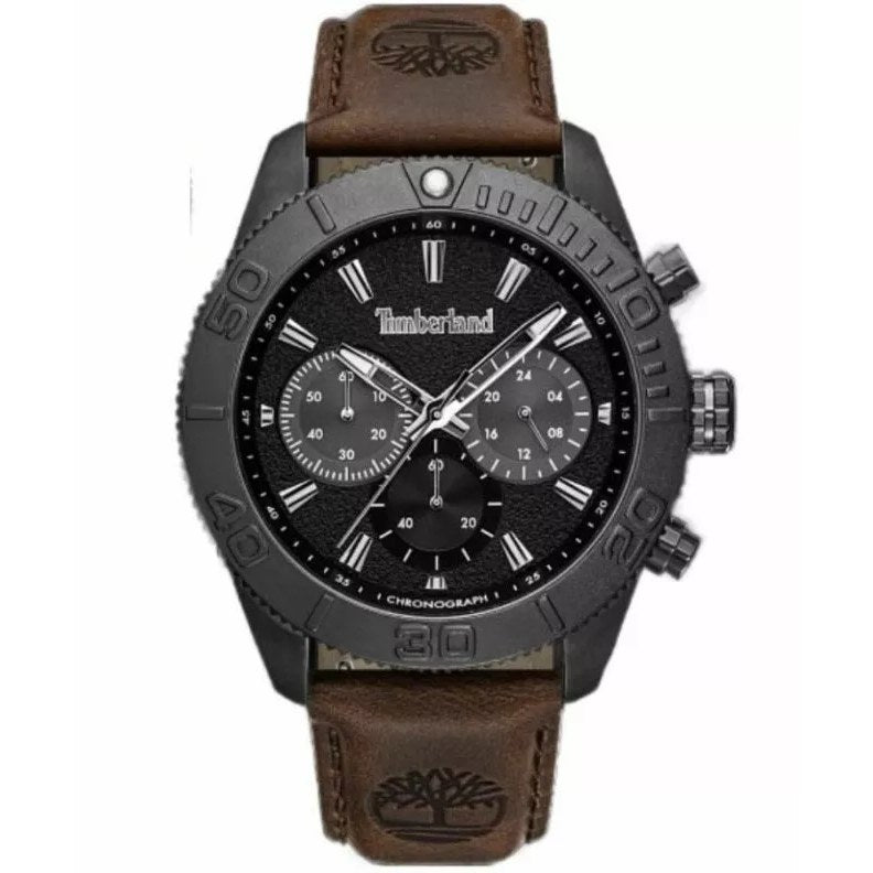 Timberland Carrigan Mens Brown Leather Strap Watch-TDWGQ00942X0