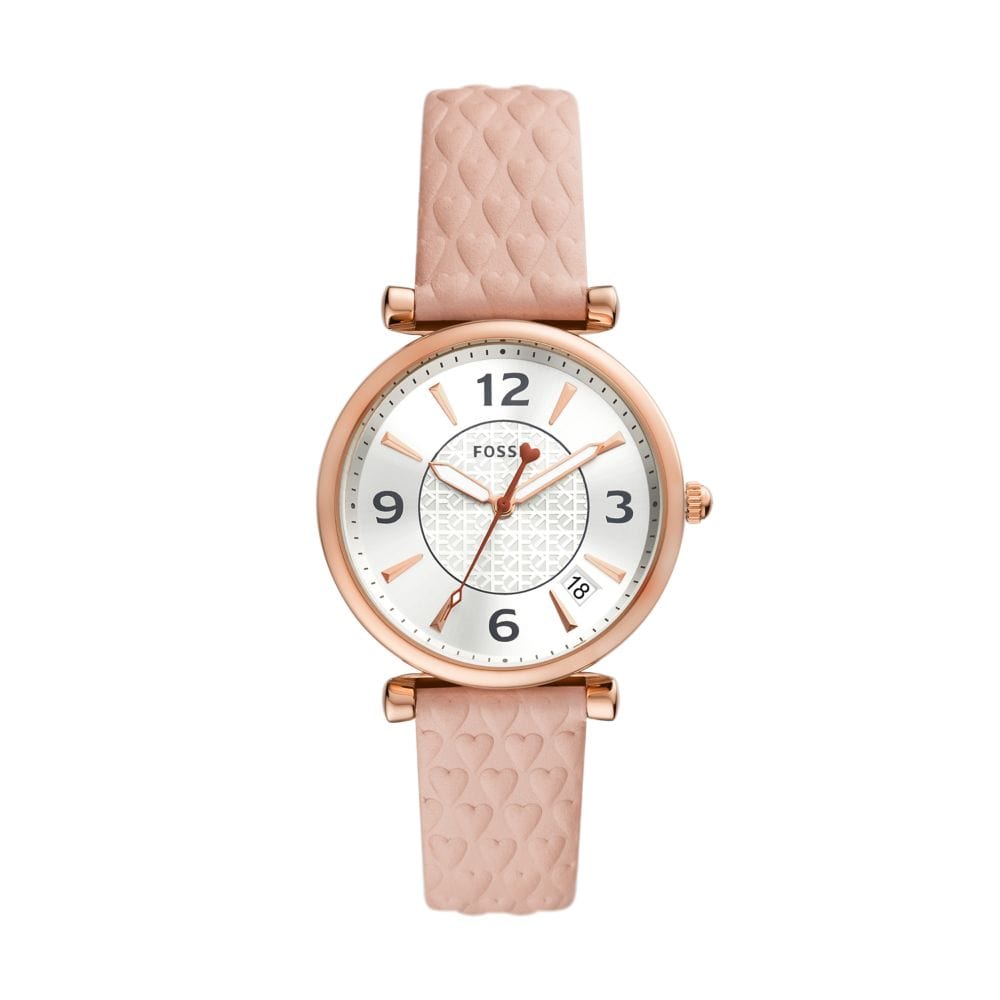 Fossil Carlie Womens Pink Leather Watch-ES5269 – Broadwayjewellers