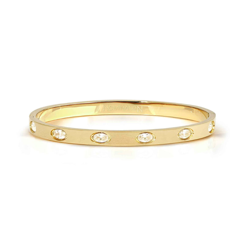 PRETTY BANGLES SATINSHINE 029525/26/27/020 GOLD WHITE OVAL CZ