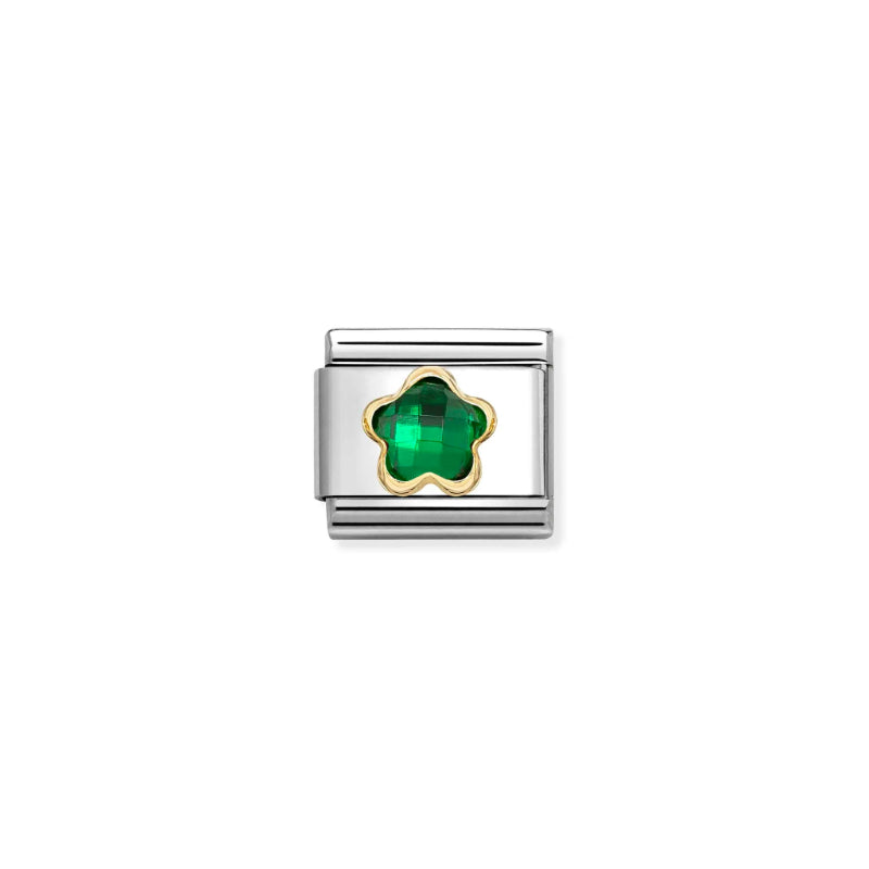 COMPOSABLE CLASSIC LINK 030615/004 GREEN CZ FLOWER IN 18K GOLD