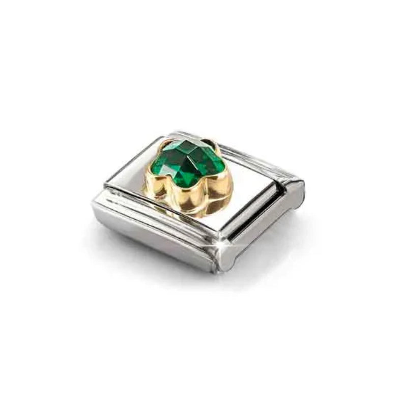 COMPOSABLE CLASSIC LINK 030615/004 GREEN CZ FLOWER IN 18K GOLD