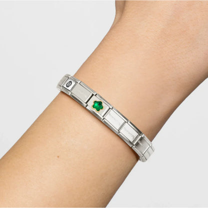 COMPOSABLE CLASSIC LINK 030615/004 GREEN CZ FLOWER IN 18K GOLD