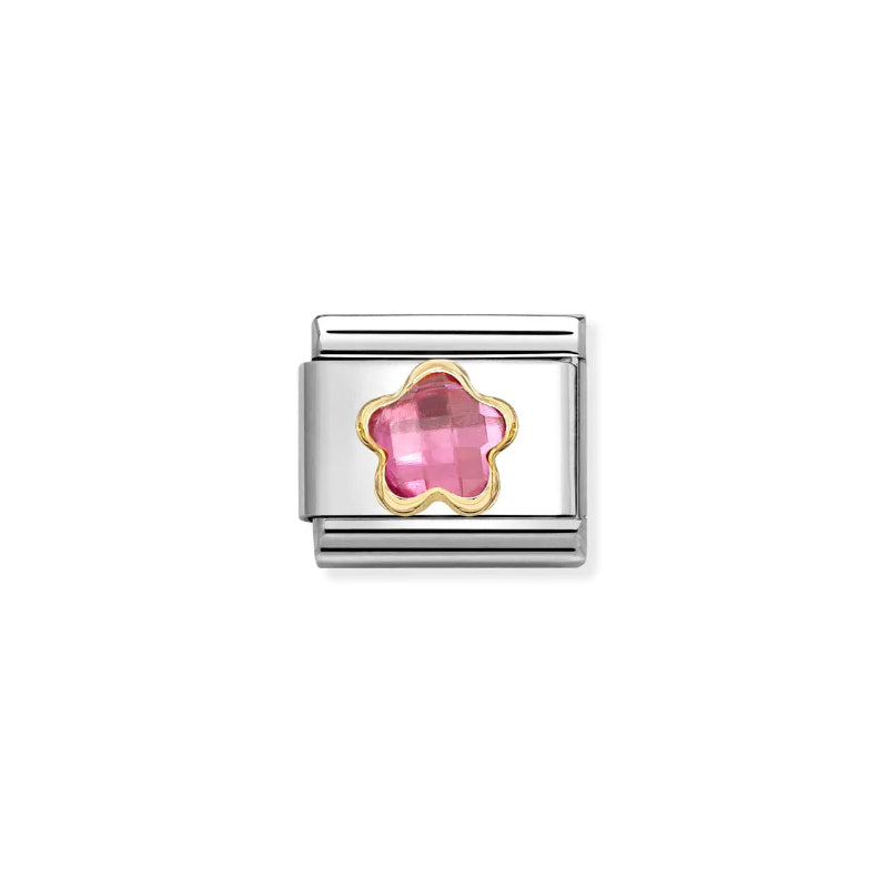 Nomination Classic Gold Dark Pink CZ Flower Link