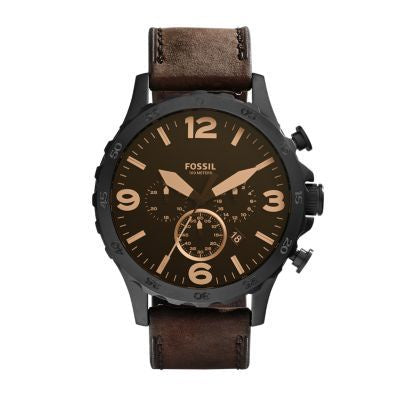 Fossil Nate Brown Leather Men Watch-JR1487