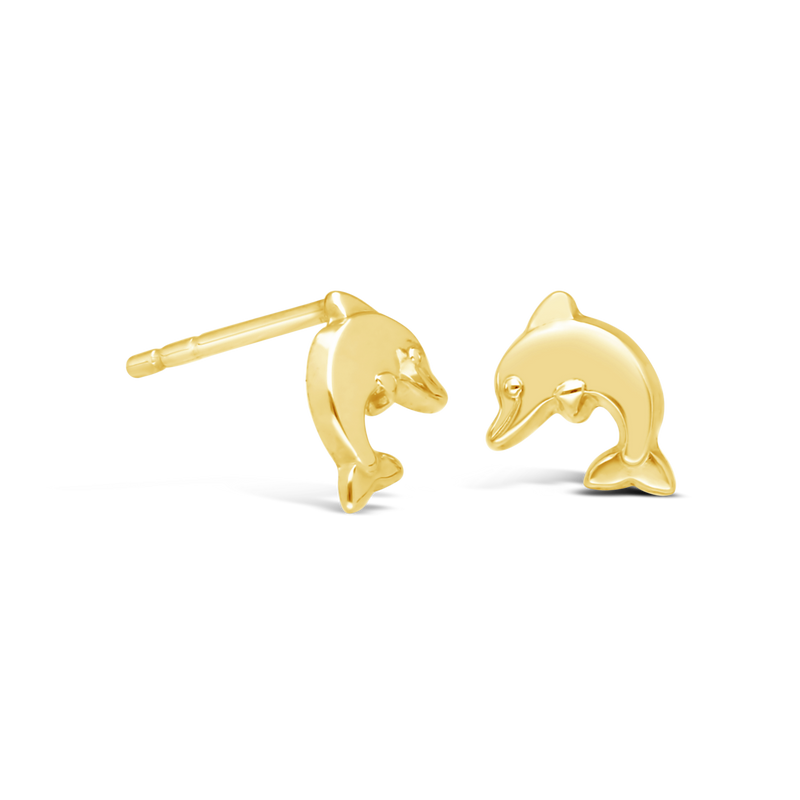 9ct Yellow Gold Dolphin Stud Earrings