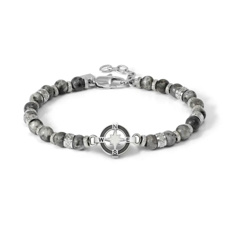 Nomination Silver Grey Jasper Windrose Manvision Bracelet
