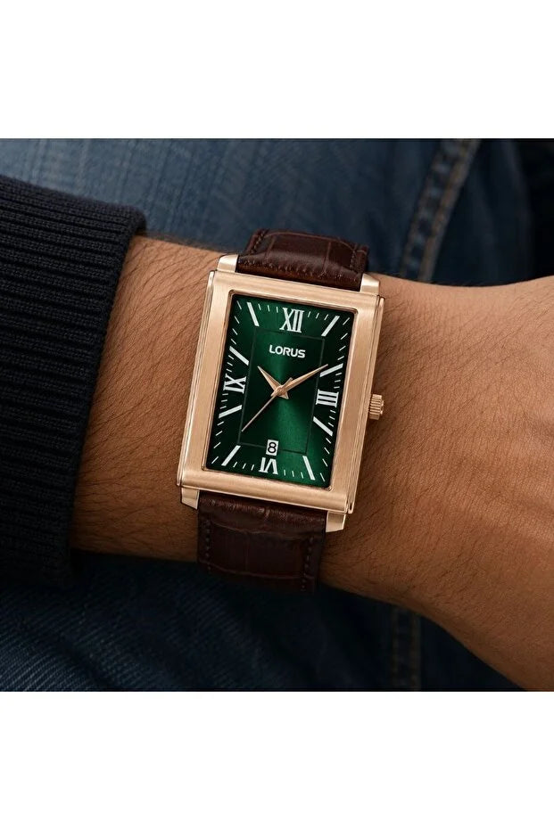 Lorus - Men Brown Leather Strap Watch - RS990DX9