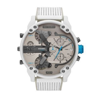 Diesel Mr. Daddy 2.0 White Leather/Silicone Men Watch-DZ7419
