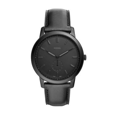 Fossil The Minimalist 2H Sub Sec Black Leather Men Watch-FS5447
