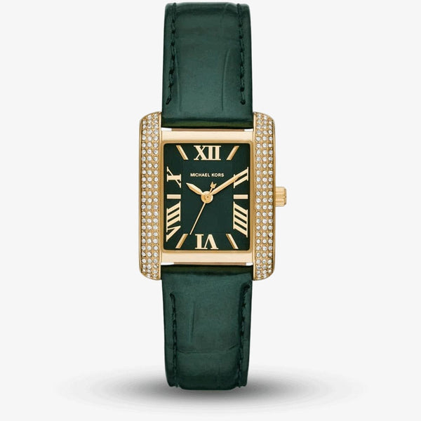 Michael Kors Emery Womens Green Leather Watch-MK4697