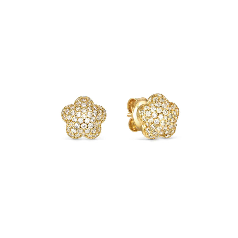 LIFEPOETRY EARRINGS 242707/012 GOLD & WHITE CZ FLOWERS
