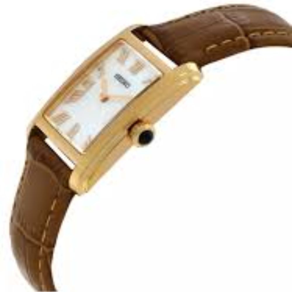Seiko Classic Quartz-SWR100P1-Yellow Gold Case-Roman Numeral Dial & Leather SWR100P1