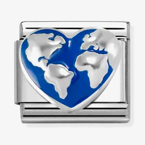 Classic SYMBOLS World Map Heart Charm