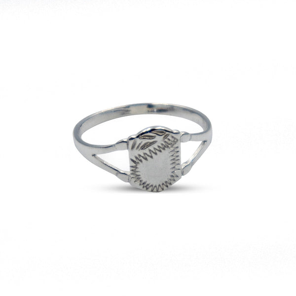 925 Sterling Silver Baby Signet Ring-Shield