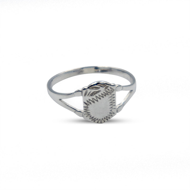 925 Sterling Silver Baby Signet Ring-Shield