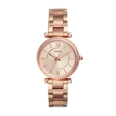 Fossil Carlie Rose Gold Stainless Steel Women Watch-ES4301
