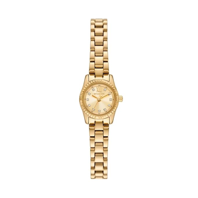 Michael Kors Lexington Womens Gold Stainless Steel Strap Watch-MK4862