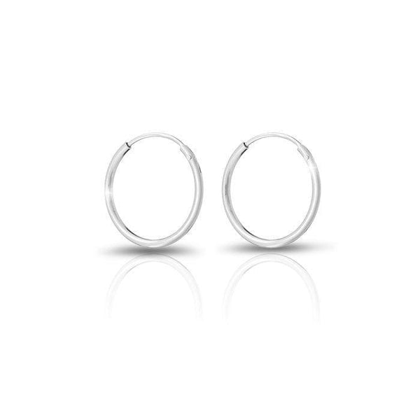 Broadway Jewellers - 925 Sterling Silver Tube Sleeper Hoop Earrings - 12mm