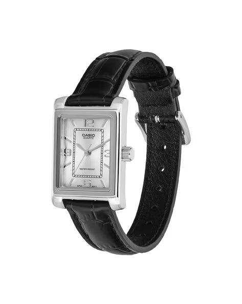 Casio Womens Black Analogue Leather Strap Watch