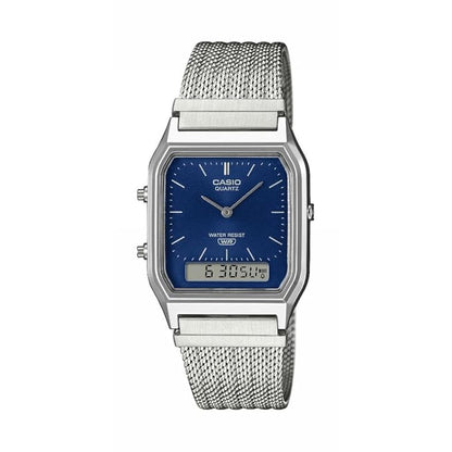 Casio Retro - Mens Metal Strap Silver Analogue & Digital Watch - AQ-230EM-2ADF