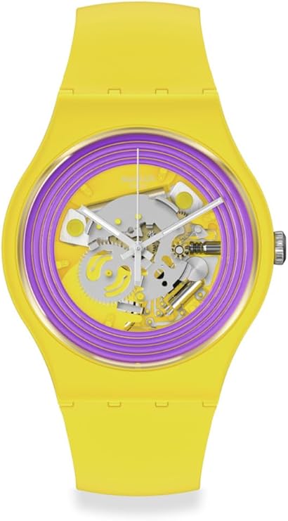 Swatch-Purple Rings Yello Yellow Unisex Rubber Watch-SO29J100