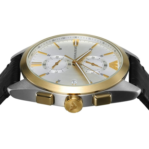 Armani Mens Silver Leather Watch-AR11498