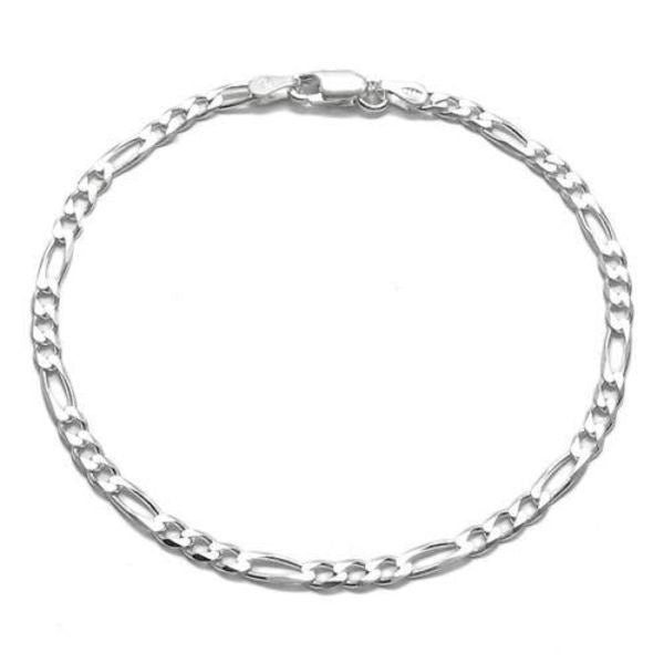 925 Sterling Silver - Figaro 3+1 Link Bracelet - Unisex