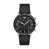 Armani Mario Black Leather Men Watch-AR11243