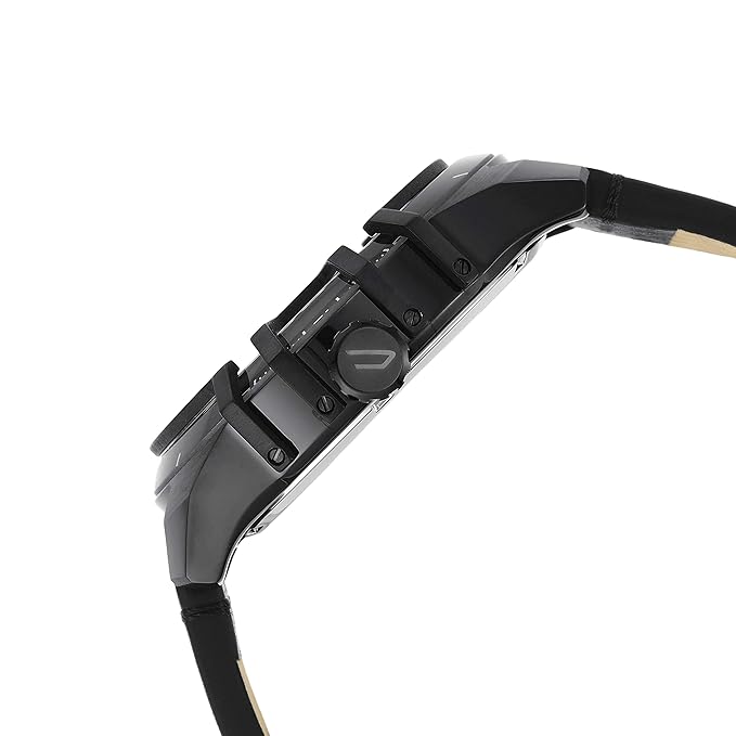Diesel Caged Mens Black Leather Watch - DZ1948