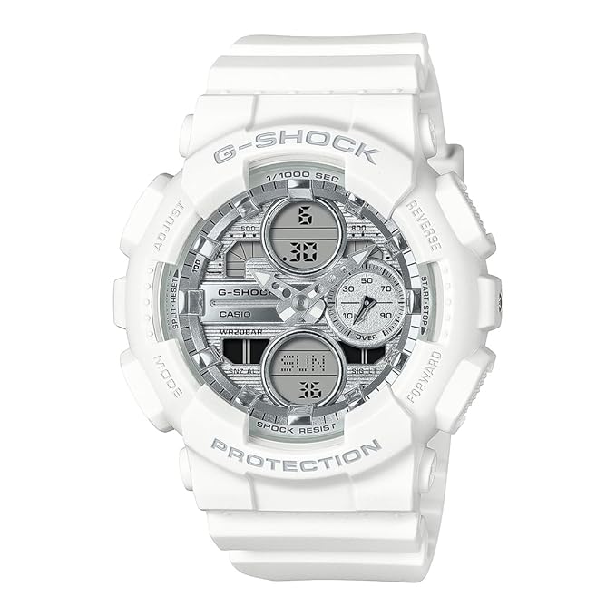 Casio G-Shock - Mens Rubber Strap White Analogue & Digital Watch - GMA-S140-7ADR