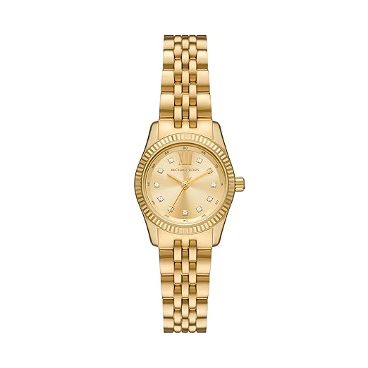 Michael Kors Lexington Womens Gold Stainless Steel Strap Watch-MK4741