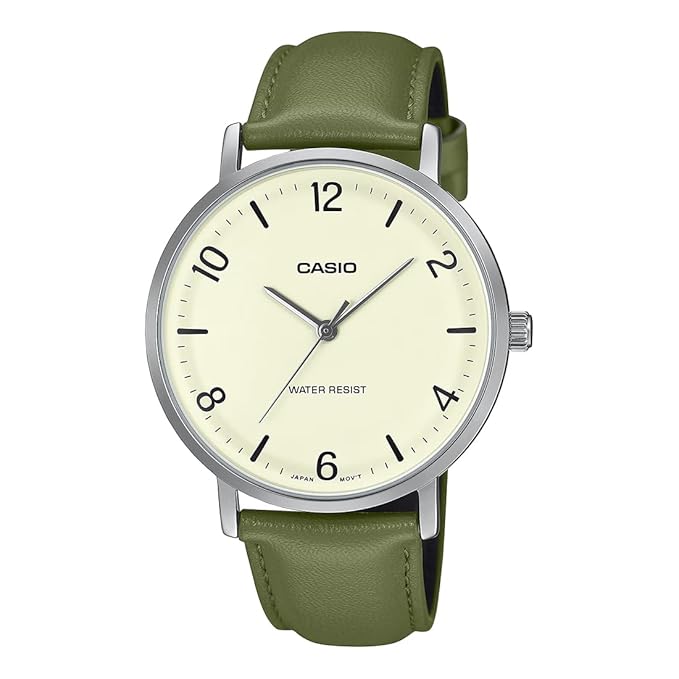 Casio Mens  Analogue Leather Strap Watch-MTP-VT03L