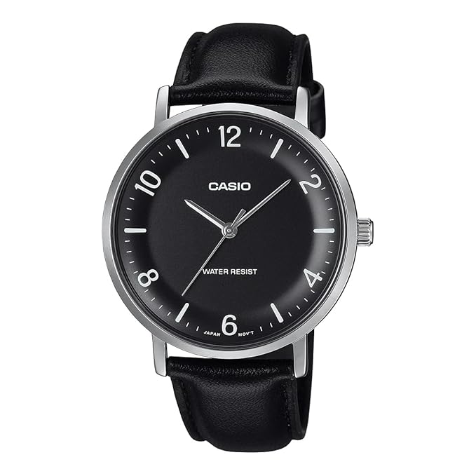 Casio Mens  Analogue Leather Strap Watch-MTP-VT03L