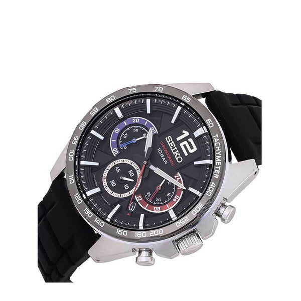 Seiko Men's Chronograph Black Silicone Watch - SSB347P1