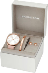 Michael Kors Pyper Womens Rose Gold Leather Watch-MK1078SET