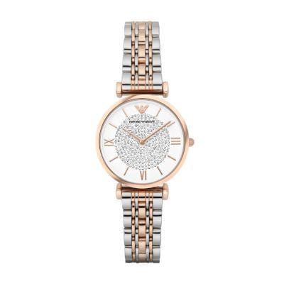 Armani Gianni Tbar Silver/Rose Stainless Steel Women Watch-AR1926