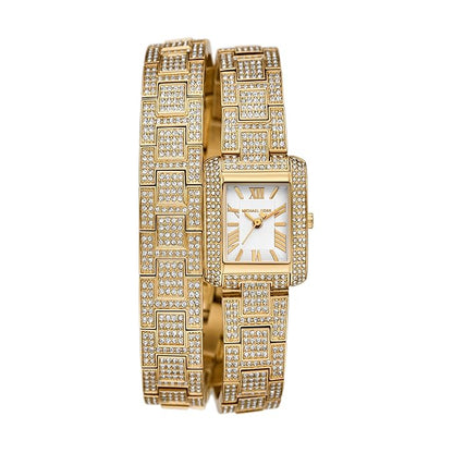 Michael Kors Emery Womens Gold Stainless Steel Strap Watch-MK4835