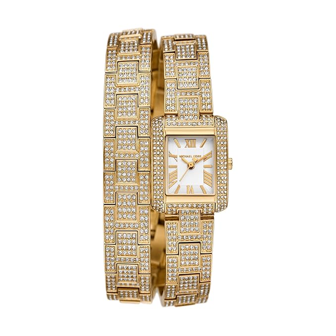 Michael Kors Emery Womens Gold Stainless Steel Strap Watch-MK4835