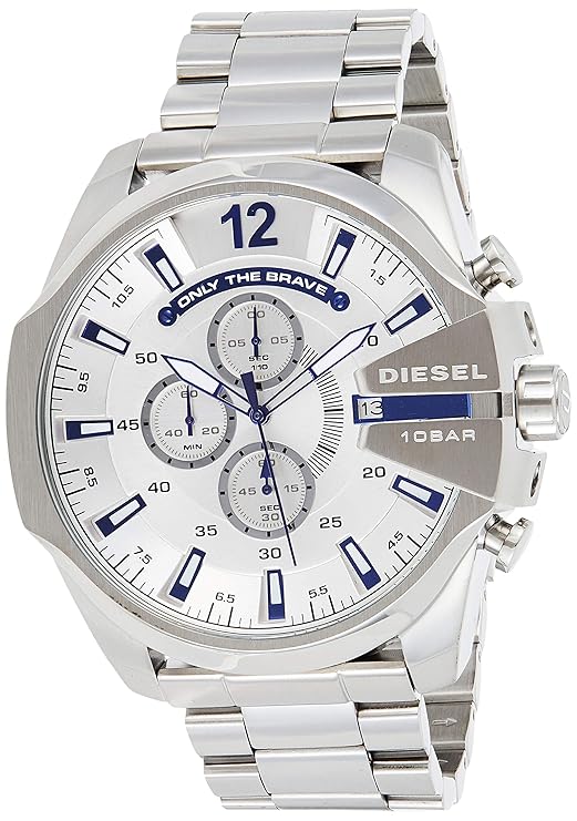 Diesel Mega Chief Mens Silver Stainless Steel Watch-DZ4477