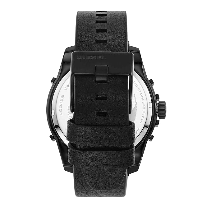 Diesel Caged Mens Black Leather Watch - DZ1948