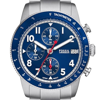 Fossil Sport Tourer Mens Silver Stainless Steel Watch-FS6047