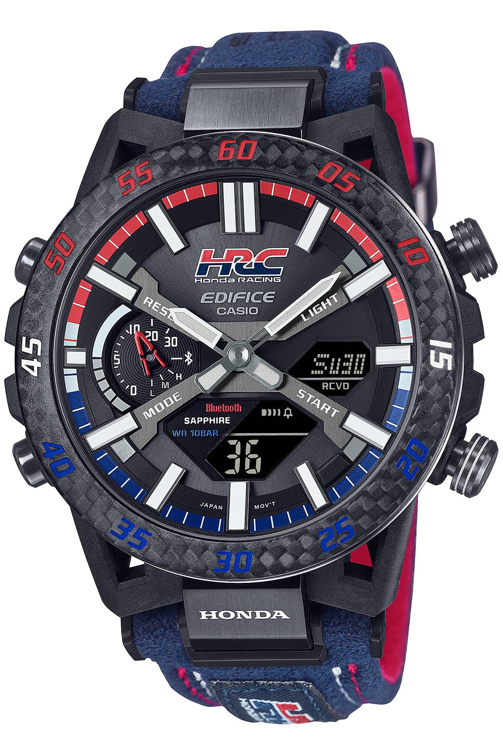 Casio - Edifice Mens  Analogue & Digital Metal Strap Watch-ECB-2000HR