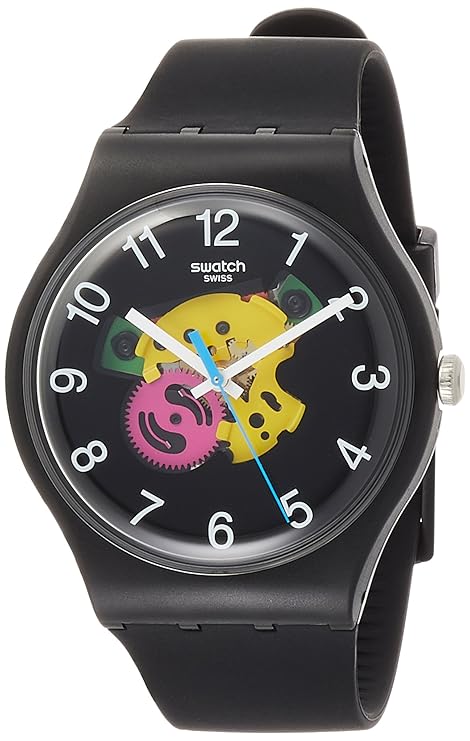 Swatch-Patchwork Black Unisex Rubber Watch-SUOB140