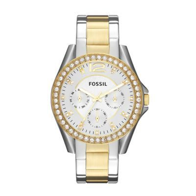 Fossil Riley Silver/Gold Stainless Steel Women Watch-ES3204